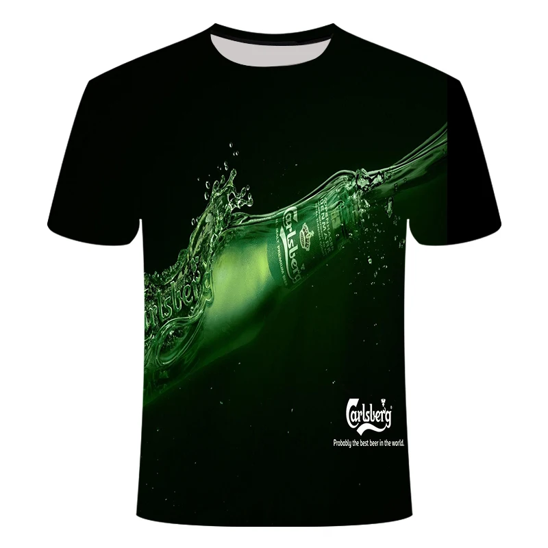 

2020 new summer 3D printed men's t-shirt casual round neck short-sleeved men's t-shirt fashion hip-hop beer t-shirt