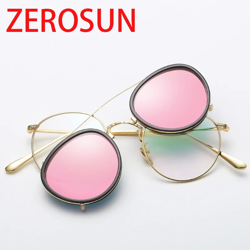 Zerosun поляризованные солнцезащитные очки на клипсах женские розовые синие для