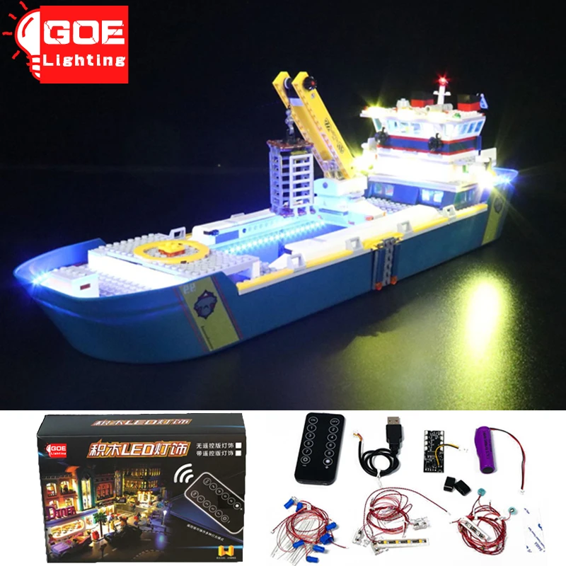 

GOELIGHTING Brand Sea Boat Bricks LED RC Light Up Kit For Lego 60266 For Ocean Expedition Ship Lamp Set Toys(Only Light Group)