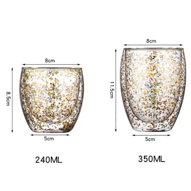 Прозрачная стеклянная кофейная чашка с двойным дном термостойкая винная