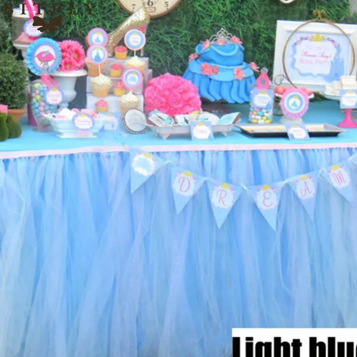 Light Blue 29 цветов, полиэстер, однотонная 100*80 см юбка-пачка для стола, рождественские принадлежности,, свадебная фатиновая юбка - Цвет: Light Blue