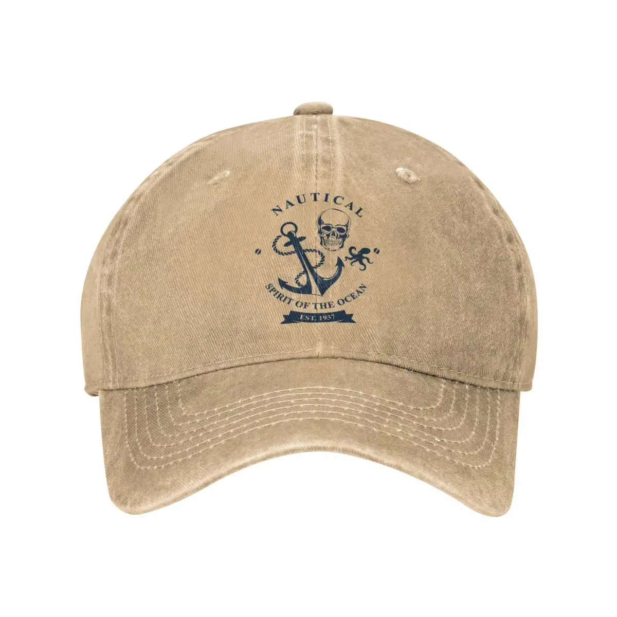 

Marine Badge With Skull Retro cotton Washed Cowboy Hat Fitted Cap Snapback Hat for Men Women Casual Cap Sun Hat Outdoor Cap
