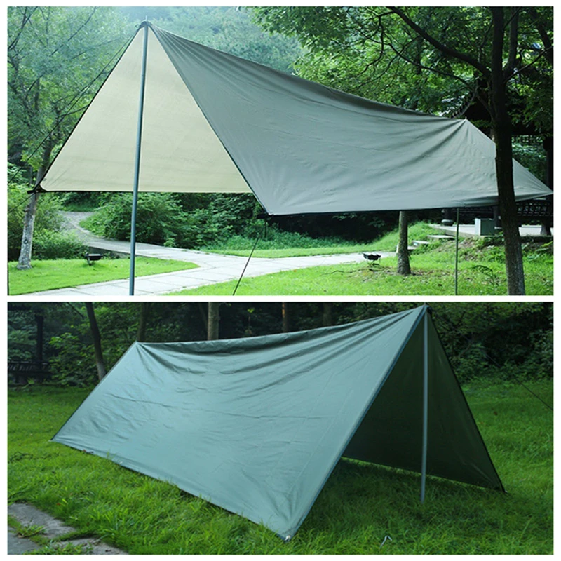 

High Quality 3*4m 3*5m Outdoor Camping Tent Tarp Iron Poles Beach Tent Sun Shelter Camping Tent Awning Tarp Coated Oxford Fabric