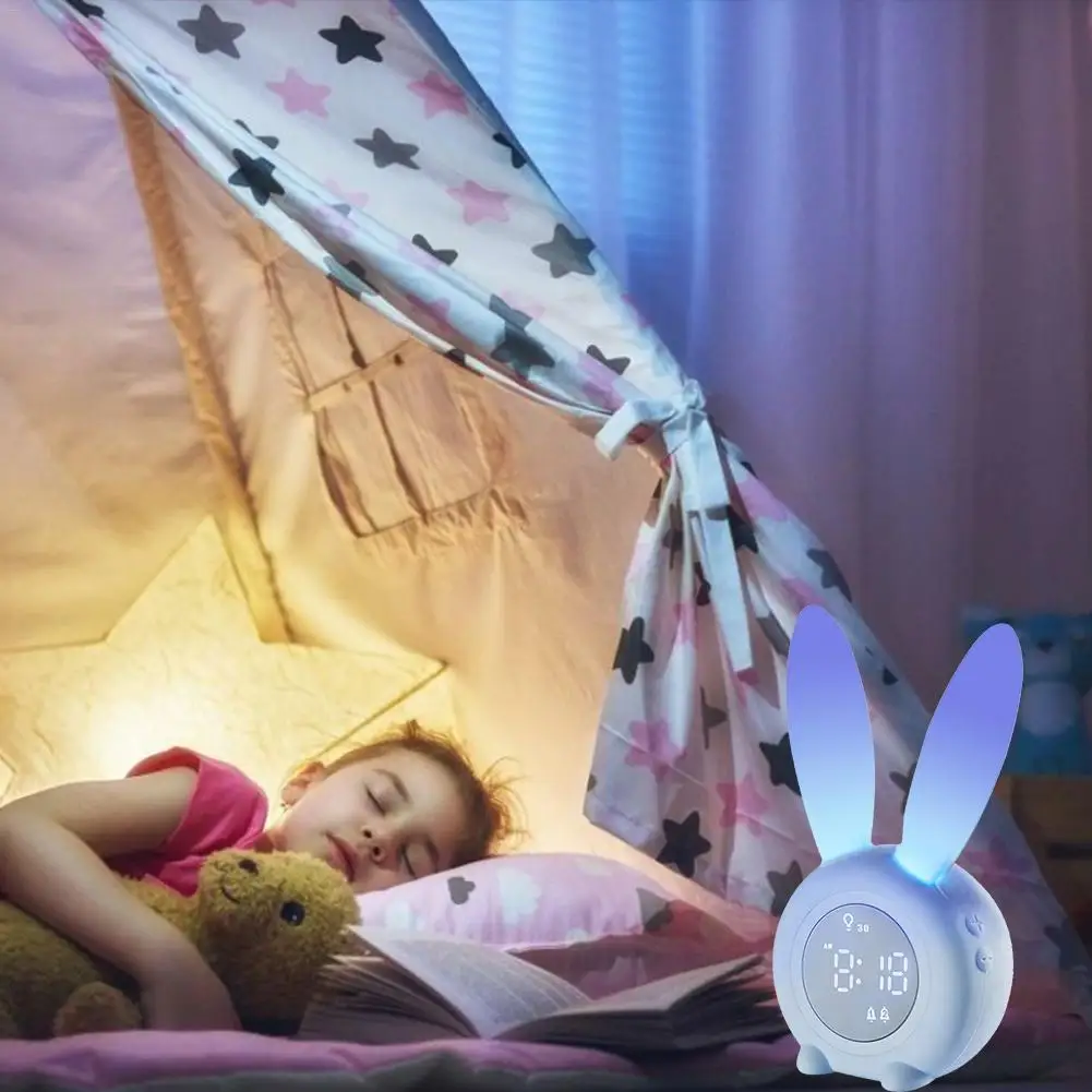 Милый кролик будильник силиконовый индукционный Ночной светильник маленький с