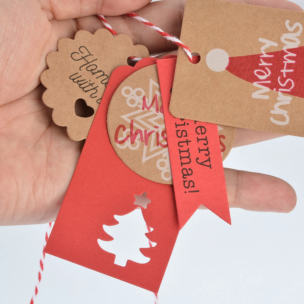 260pcs Merry Christmas Kraft Gift Tags Xmas Paper Hang Tag Card X-mas Packing Label Cards Party Decoration Stocking Rectangle | Дом и сад