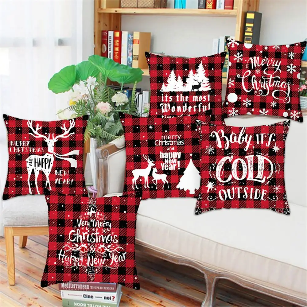 45x45 см Красная рождественская наволочка с рождественским декором для дома Санта