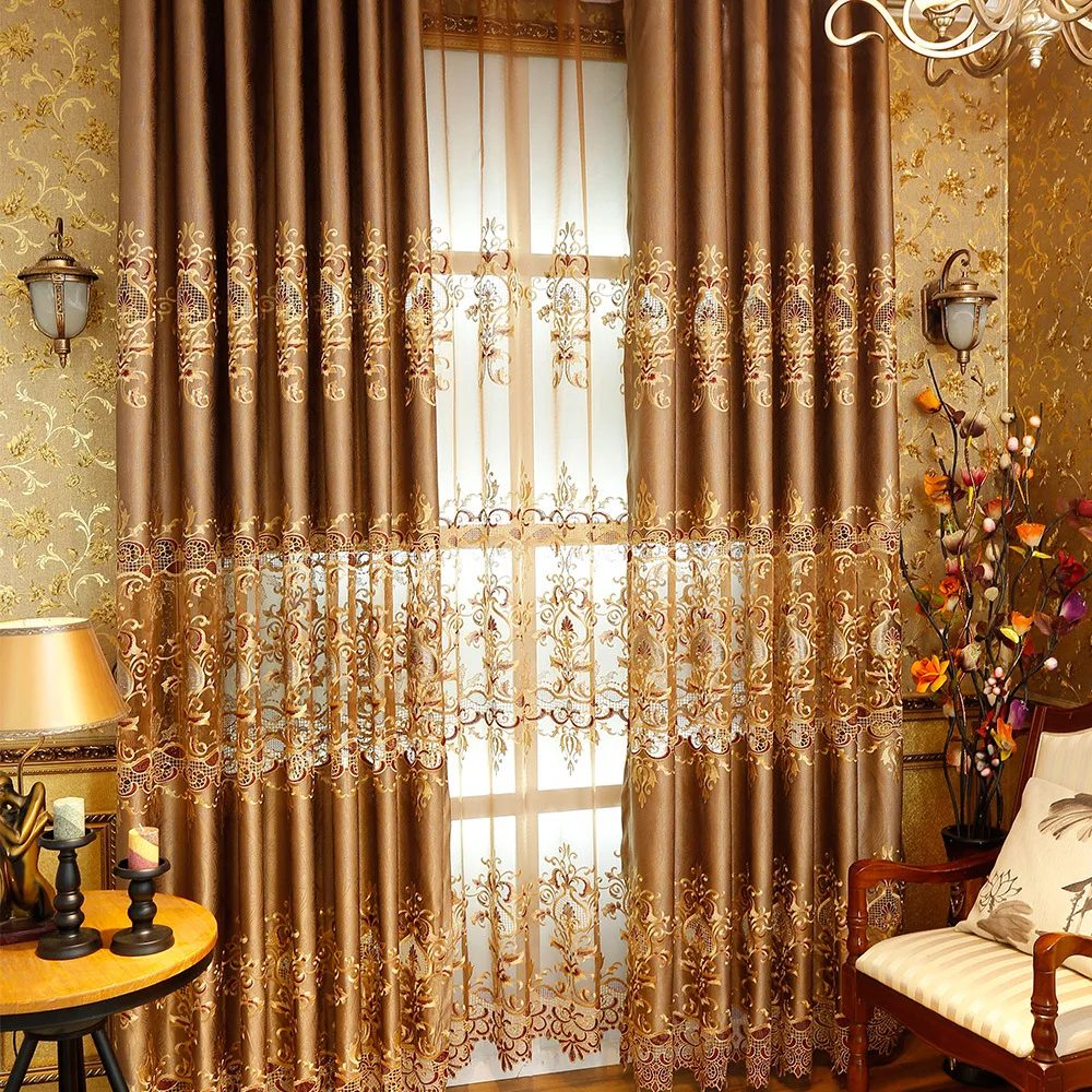 

Golden Pattern Curtains Are Suitable For Living Room Bedroom Hotel