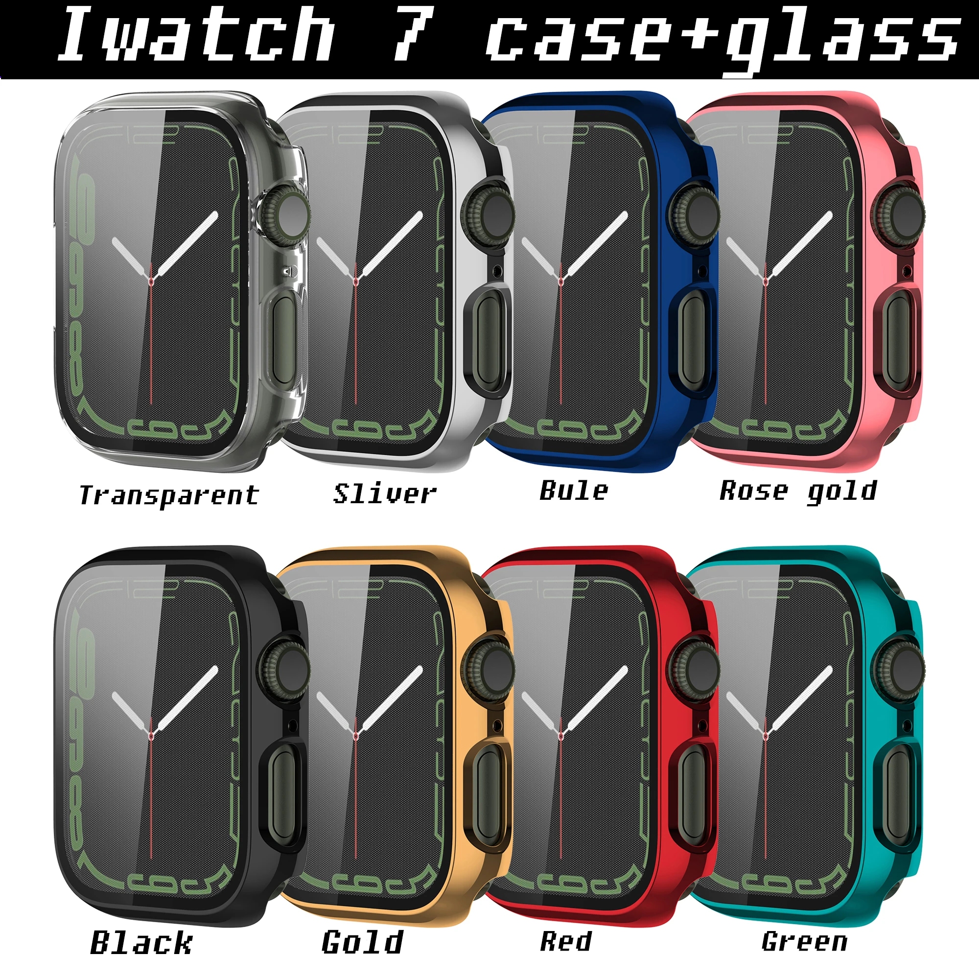 

Glass+cover For Apple Watch Case 44mm 40mm 45mm 41mm 42mm 38mm Accessories Plated Screen Protector iWatch series 6 5 4 3 se 7