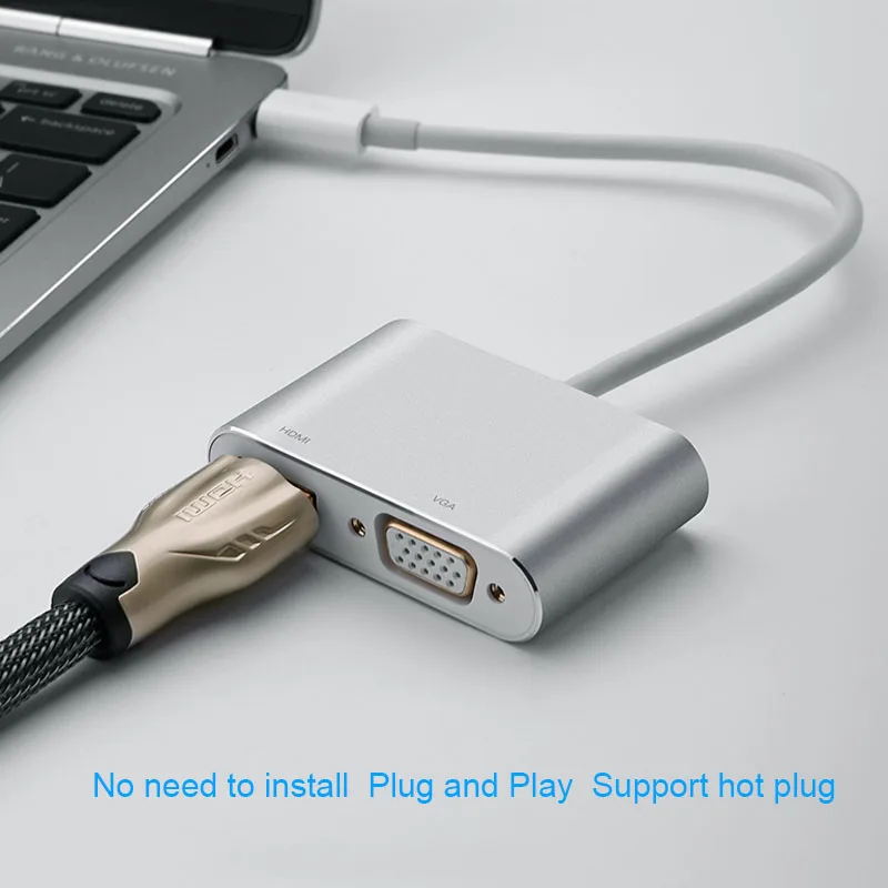 Адаптер Basix USB C к HDMI VGA HUB Type док станция для MacBook Pro/Air 3 1 разветвитель с несколькими