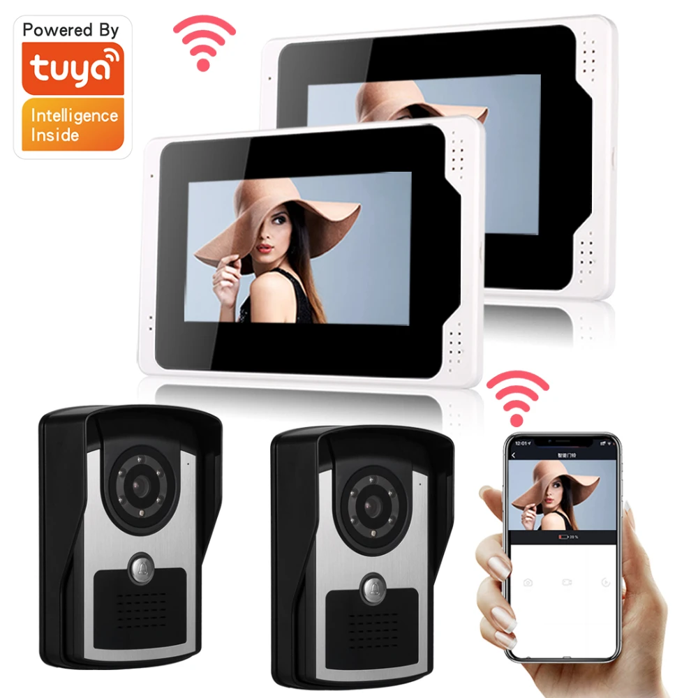 7-дюймовый Wi-Fi проводной видеодомофон система внутренней связи монитор 1080P
