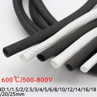 fiberglass tube 1mm 40mm 600 deg c high temperature chemical glass fiber braided sleeve soft wire tubing protector white black