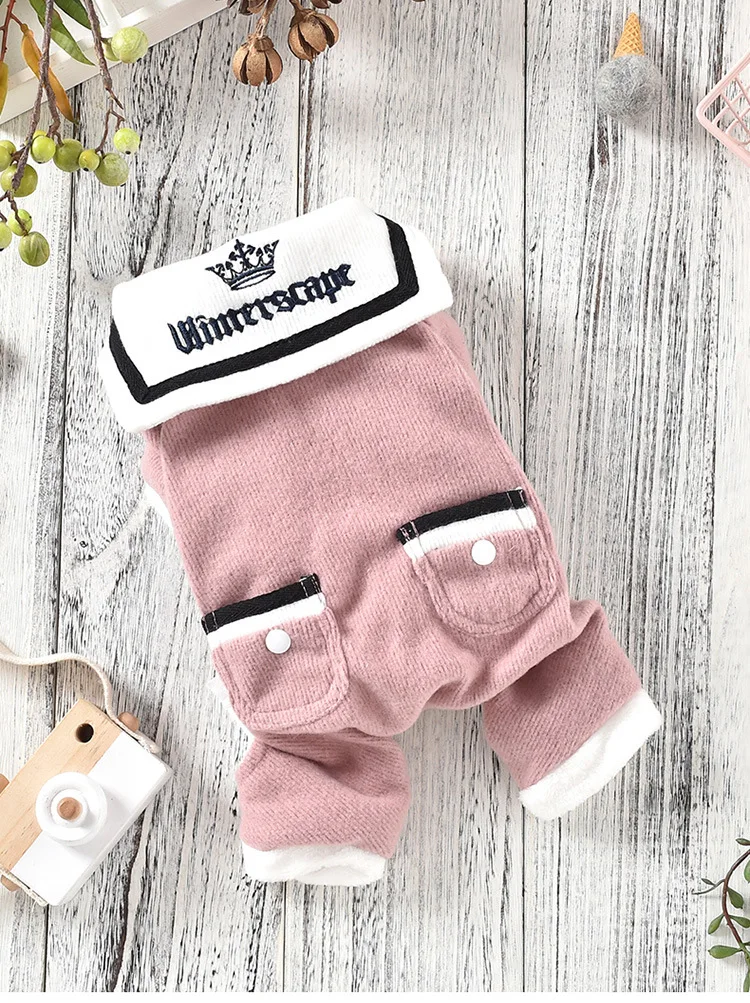 Newest Dog Clothes for Autumn and Winter Navy Blue Pink Colors Four-legged Leisure Sports Style Small Dog and Puppy Clothes