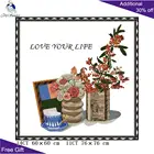 Набор для вышивки крестиком Joy Sunday, розы с надписью Love Your Life, J523