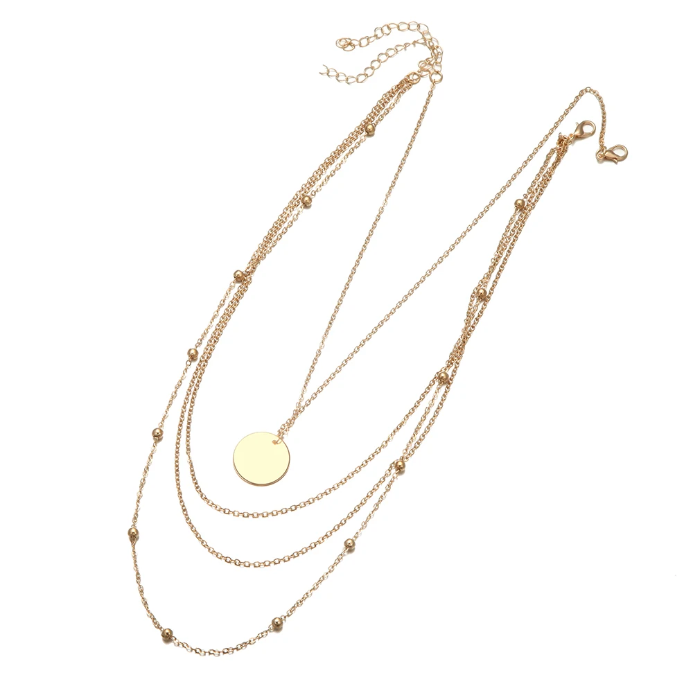 Женское многослойное колье Yunkingdom Винтажное золотистого цвета с бусинами и