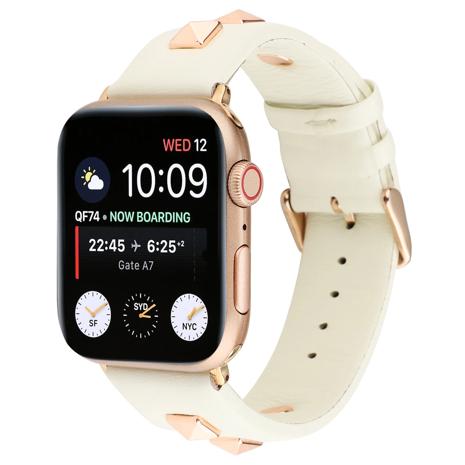 Ремешок из натуральной кожи с заклепками розового золота для apple wacth band 42 мм 38 мм apple watch 4 44/40 мм браслет correa для iwatch 5 4 3 2 1