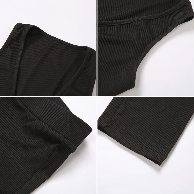 

ANGEL Solid Knitted 2 Piece Set Women Summer V-Neck Tank Top+Collocation Skinny Pants Outfits Casual Streetwear Clothing AG31997