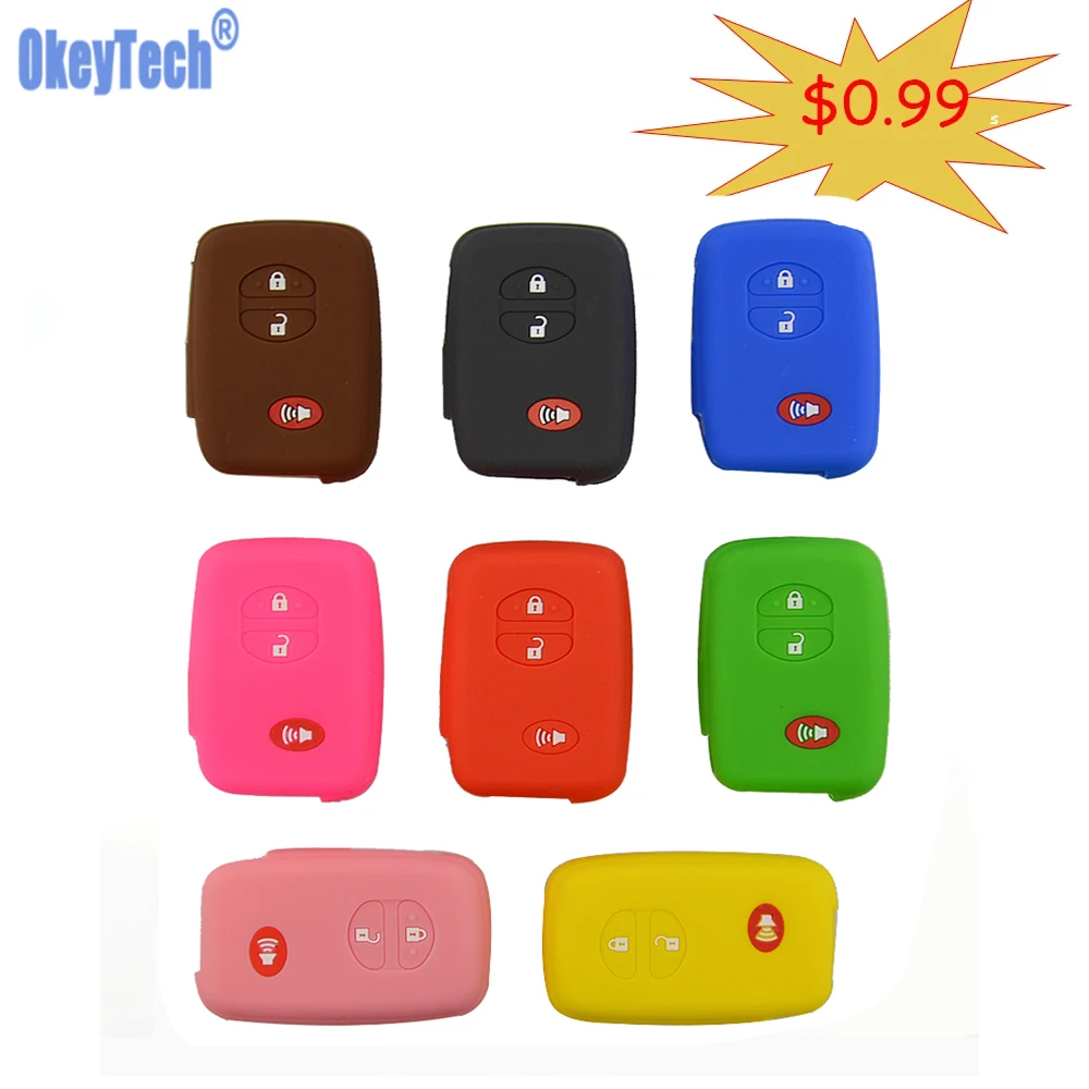 OkeyTech 3 кнопки автомобиля силиконовый чехол для Toyota Land Cruiser Camry Highlander Корона Prius