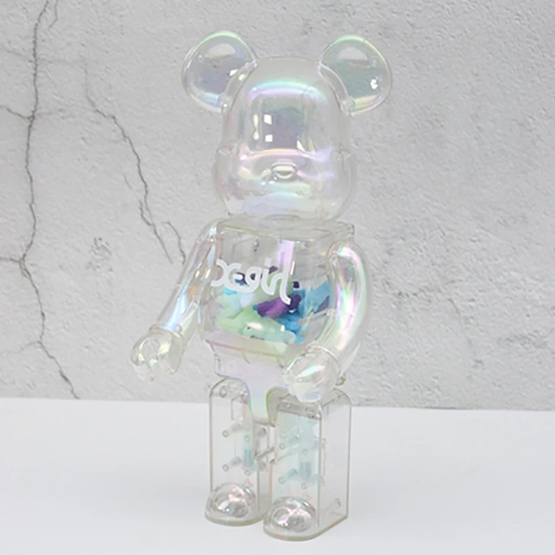 

Bearbricklys Transparent 28cm 400% Bear&bricklys Building Blocks Bear Toy Anime Action Figures Pop Paint Dolls Kids Toys