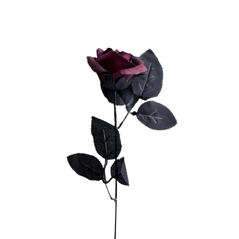 

50% HOTArtificial Flower Beautiful Realistic Nice-looking Simulation Black Red Rose Decorative Synthetic Flower for Wedding