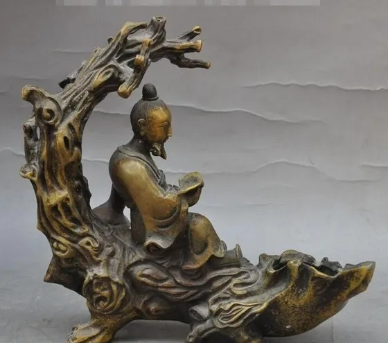 308 8 &quotНародная китайская Бронзовая резная статуя для чтения старинных людей |