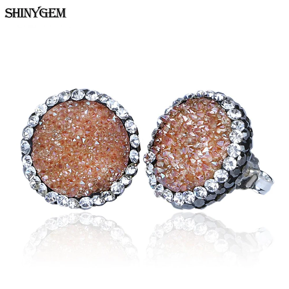 Женские серьги гвоздики ShinyGem 2020 трендовые круглые циркониевые с натуральным
