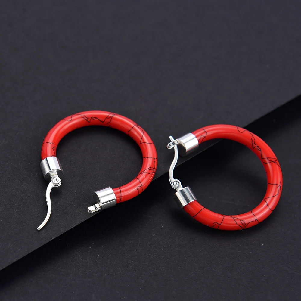 Женские богемные серьги кольца из нержавеющей стали большие круглые с печатью