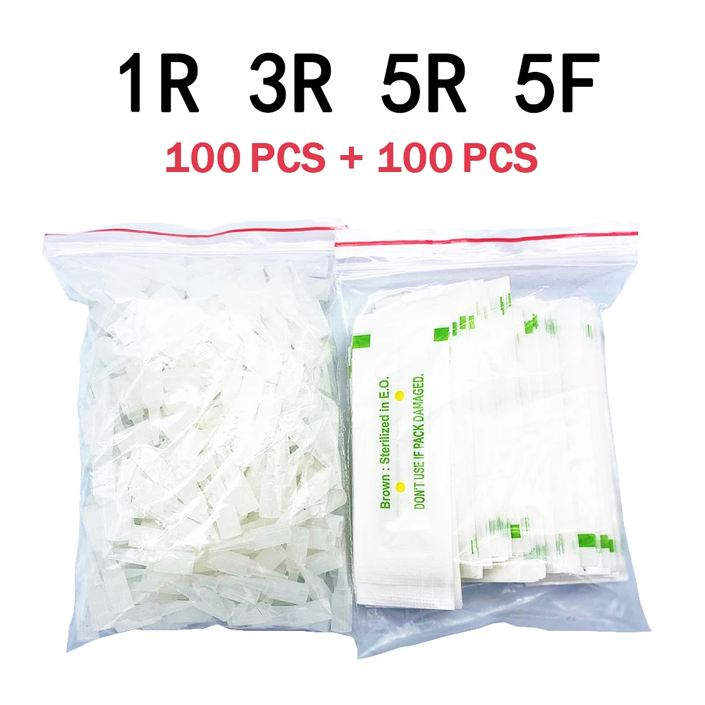 100 Pcs 1R 3R 5R 5F 7F needles and pcs tips For Permanent Makeup Good Quality Traditional Tattoo Needles Independent Package | Красота и
