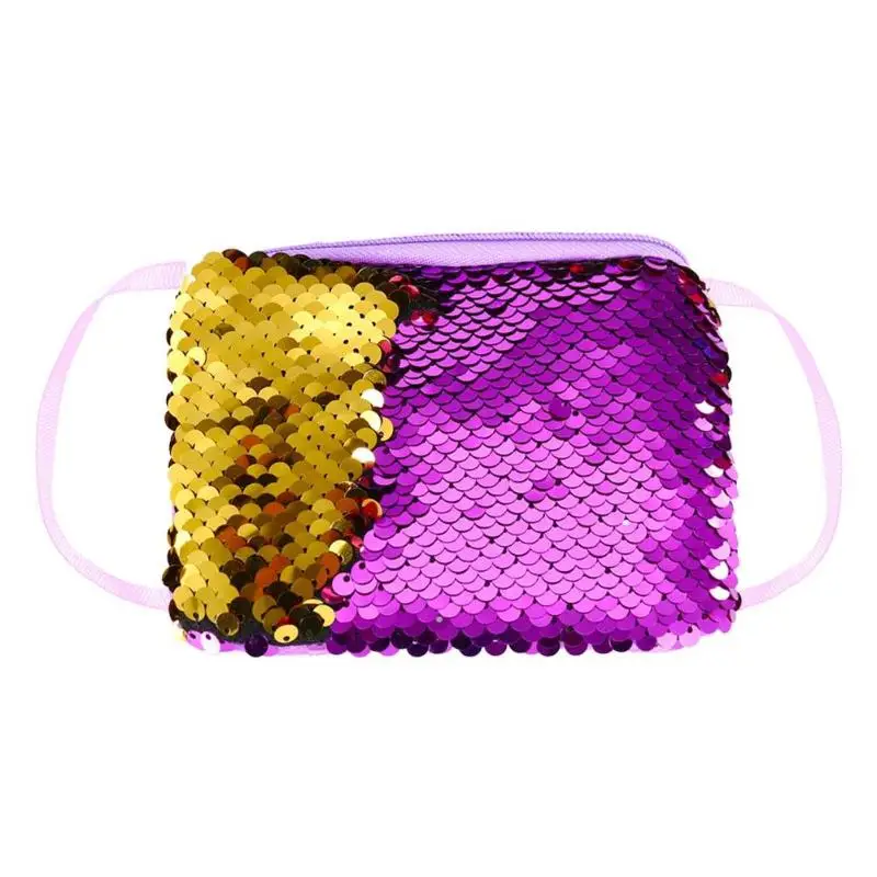 Purple Русалка Блестки портмоне квадратный кошелек дети девушки сверкающие клатчи сумки - Цвет: Purple