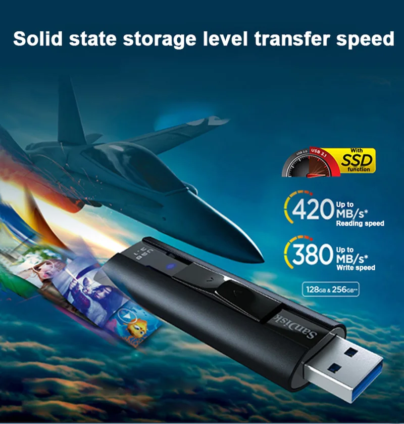 Sandisk флешка CZ880 Экстремальный PRO 128 ГБ USB 3,1 твердотельный флеш-накопитель 256 ГБ флеш-накопитель высокоскоростной 420 МБ/с./с usb-накопитель флешки