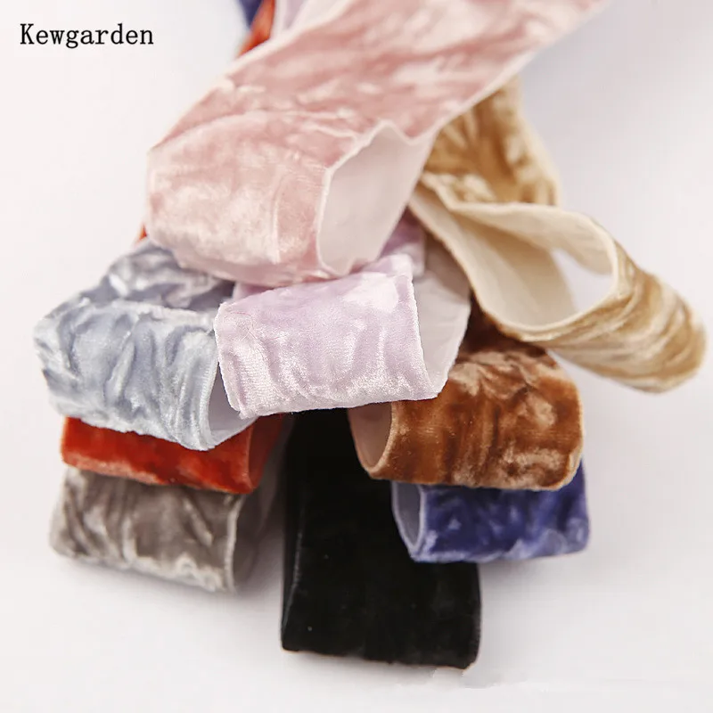 Kewgarden 1" 25mm 1.5" 38mm 10mm Flocking Velvet Ribbon Gift Packing Webbing DIY Bow Tie Hair Accessories Handmade Tape 5 Yards