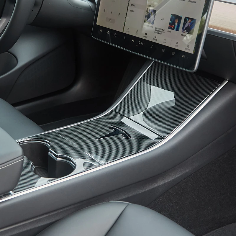 

For Tesla Model 3 Car Accessories Car Center Console Epoxy Glue Sticker Central Control Carbon Fiber Protector Inter Decoration