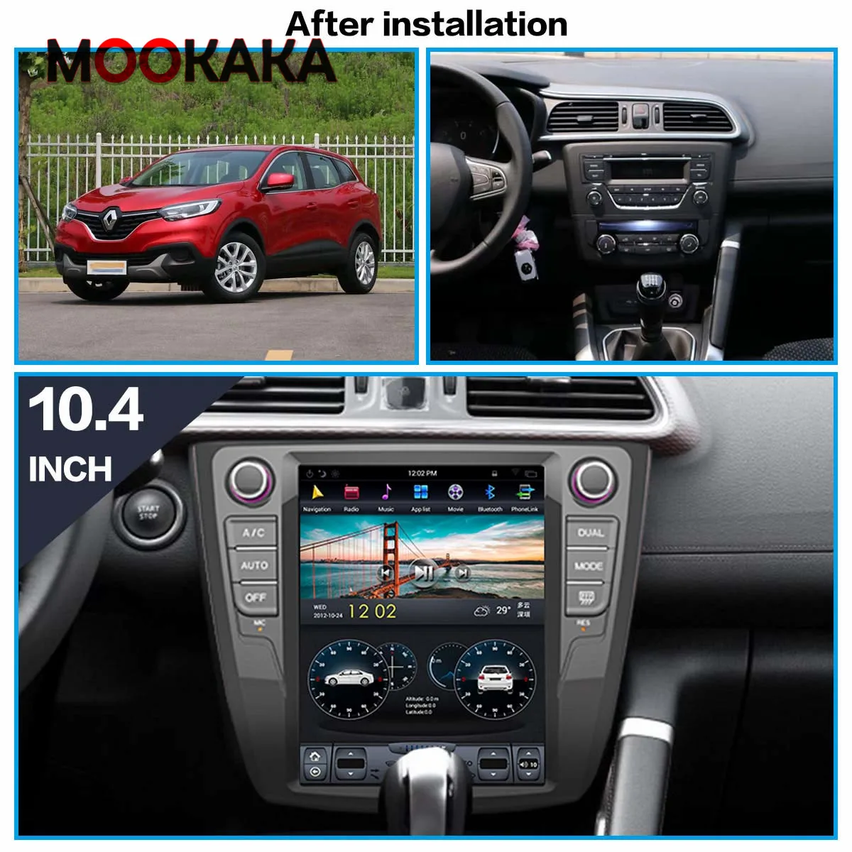 

10.4 INCH PX6 Android 9 Tesla Style Vertical Screen GPS Navigation Car Multimedia Radio Player For Renault Kadjar 2016 2017 2018