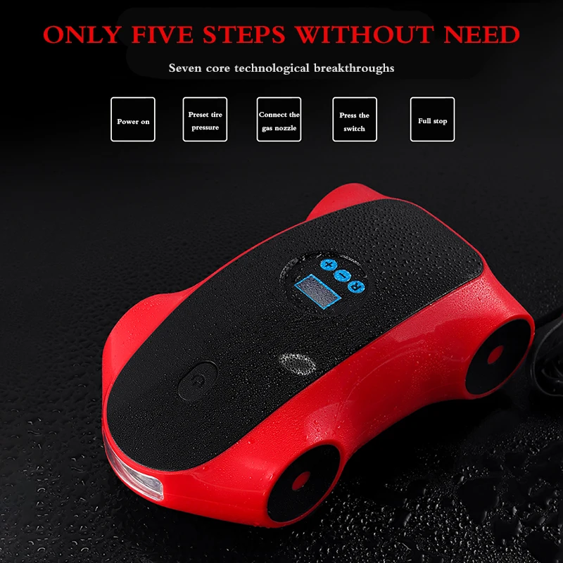 Автомобильный надувной насос 12V Цифровой портативный воздушный компрессор