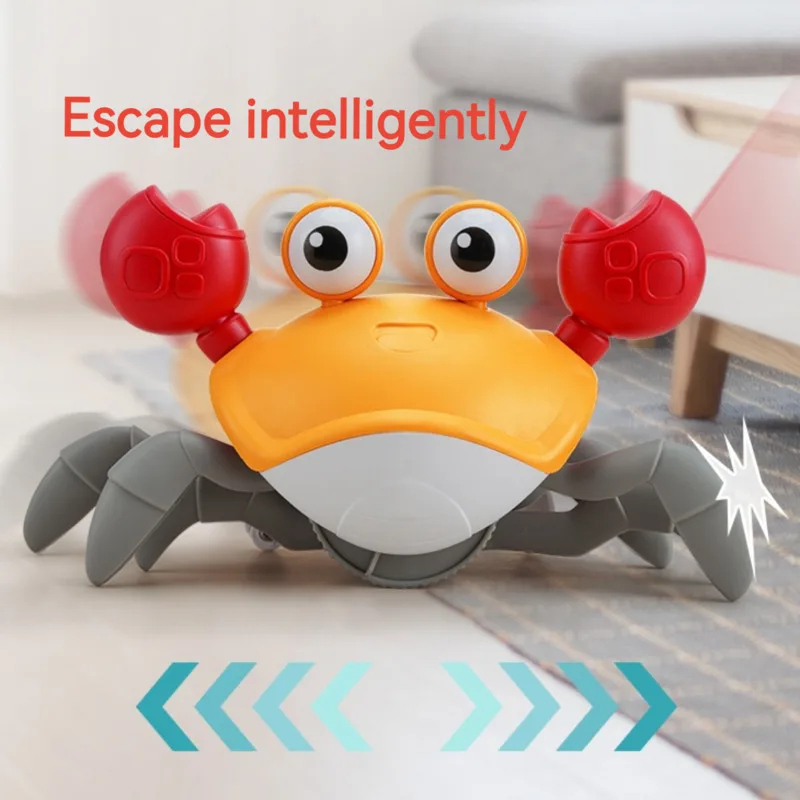 Juguetes de cangrejo de detecci&oacute;n inteligente para ni&ntilde;os y mascotas, juego luminoso electr&oacute;nico autom&aacute;tico con sonido, recargable por USB-1