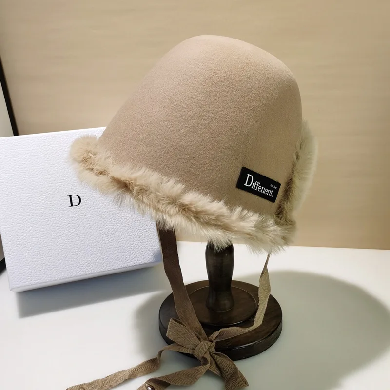 Женская фетровая шляпа Повседневная теплая плюшевая Панама с разрезом сзади