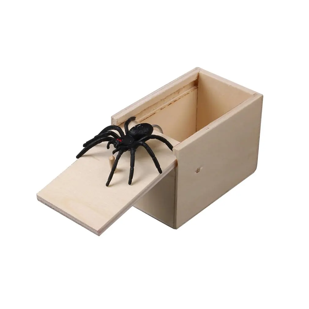 

2PCS/1PCS Wooden Prank Spider Scare Box Prank Toy Surprise Animals Bite in Wooden Box Practical Funny Joke Surprise Gag Toy Gift