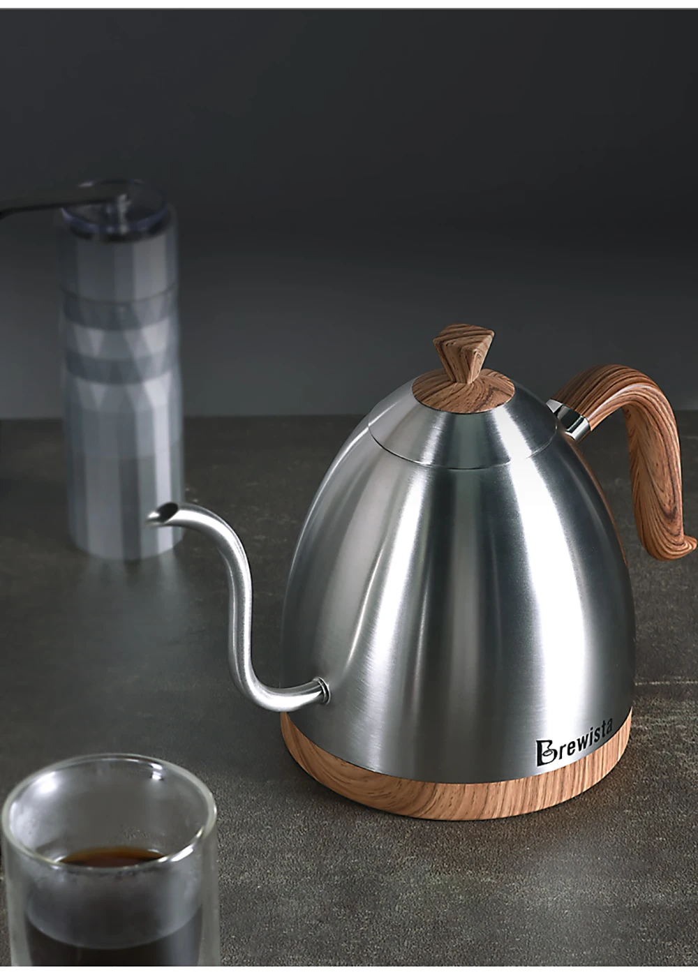 Brewista Artisan-hervidor de agua con cuello de cisne y temperatura constante, control de temperatura variable, 1000 V, 600ml/220 ml-3