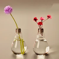 1pc light bulb transparent glass vase fashion hydroponic vase home decor wedding holiday decoration creative home decoration
