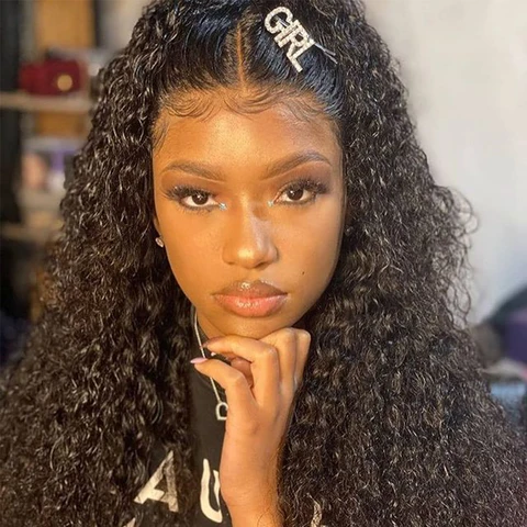 Новые модные передние парики на сетке, искусственные вьющиеся передние парики из человеческих волос с детскими волосами - изображение