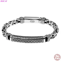 bocai s925 sterling silver bracelet fashion personality thai silver safety totem weave chain pure argentum mens womens jewelry