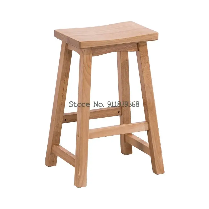 Простой барный стул из массива дерева современный новый китайский Семья
