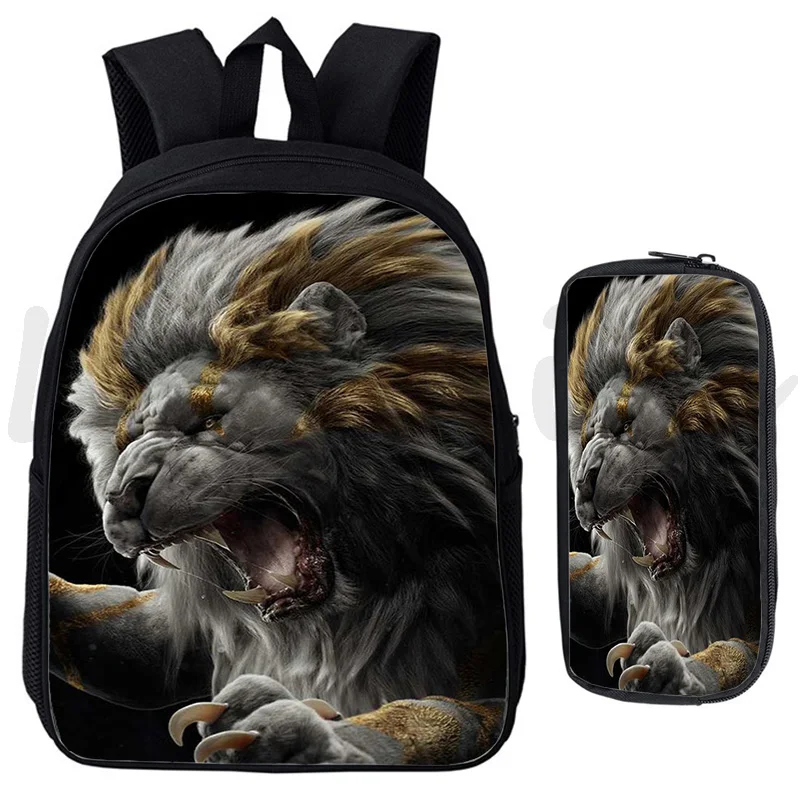 Рюкзак для мальчиков и девочек с изображением Льва волка школьные ранцы