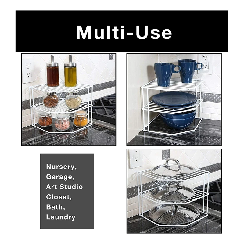 3 tier kitchen corner shelf rack metal frame rust resistant finish cups dishes cabinet pantry organization kitchen 9 x 8 in free global shipping
