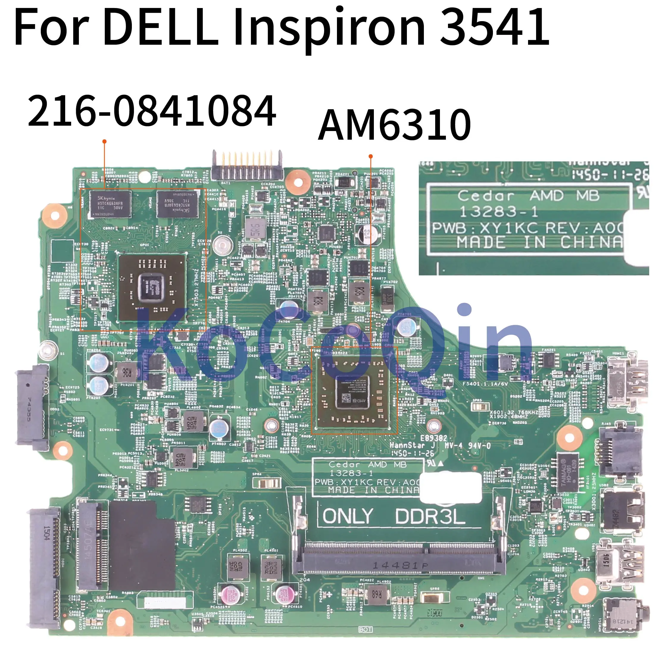 KoCoQin материнская плата для ноутбука DELL Inspiron 3441 3541 3442 3542 A6-6310 AM6310 CN-04XK49 04XK49 13283-1
