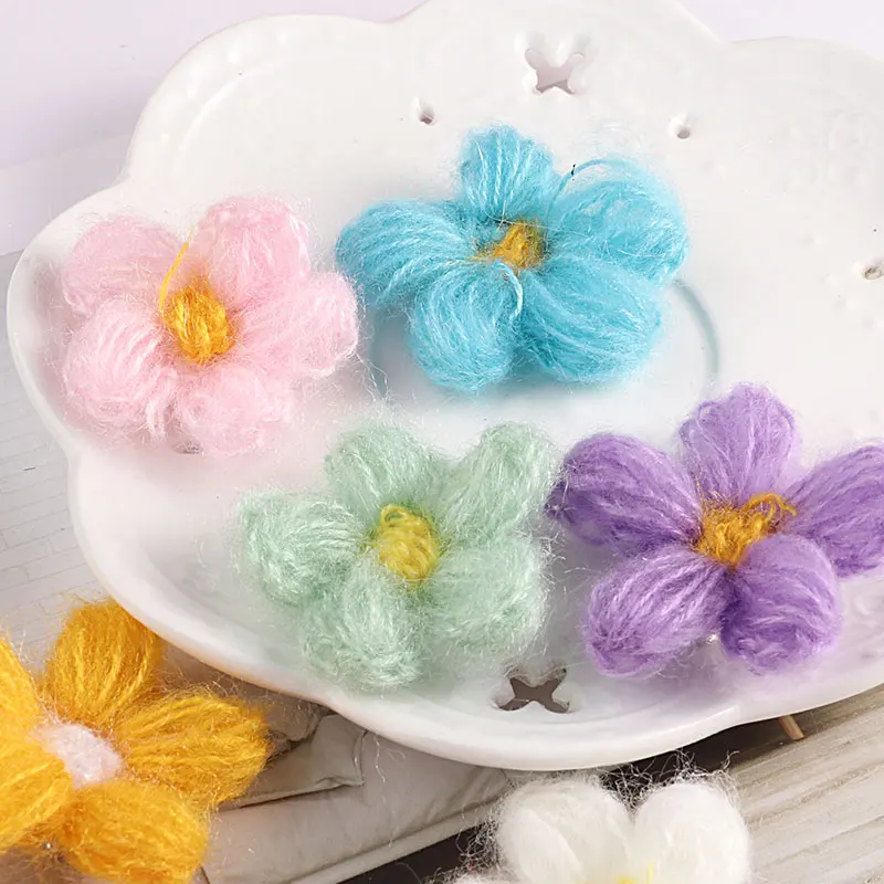 1 шт. ручная работа элегантная мохеровая плюшевая пушистая нить Цветочная Брошь