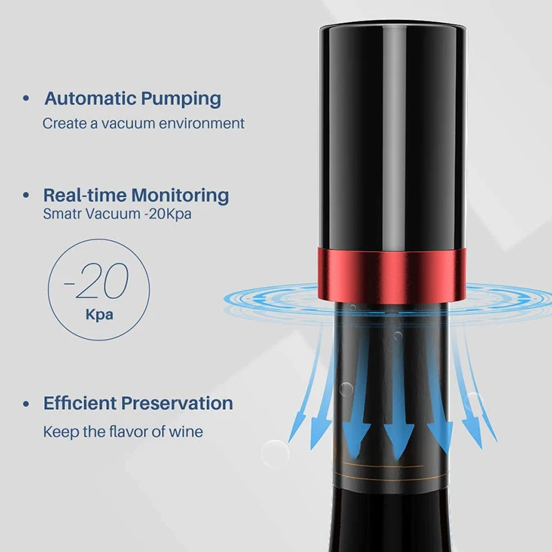

Wine Stopper Vacuum,Electric Wine Bottle Stoppers,Reusable Wine Corks, Wine Preserver, Decorative Wine Saver Vacuum Plug