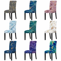 colorful marbling stretch chair cover for dining room anti dirty elastic seat cover weddings party banquet chairs slipcovers new