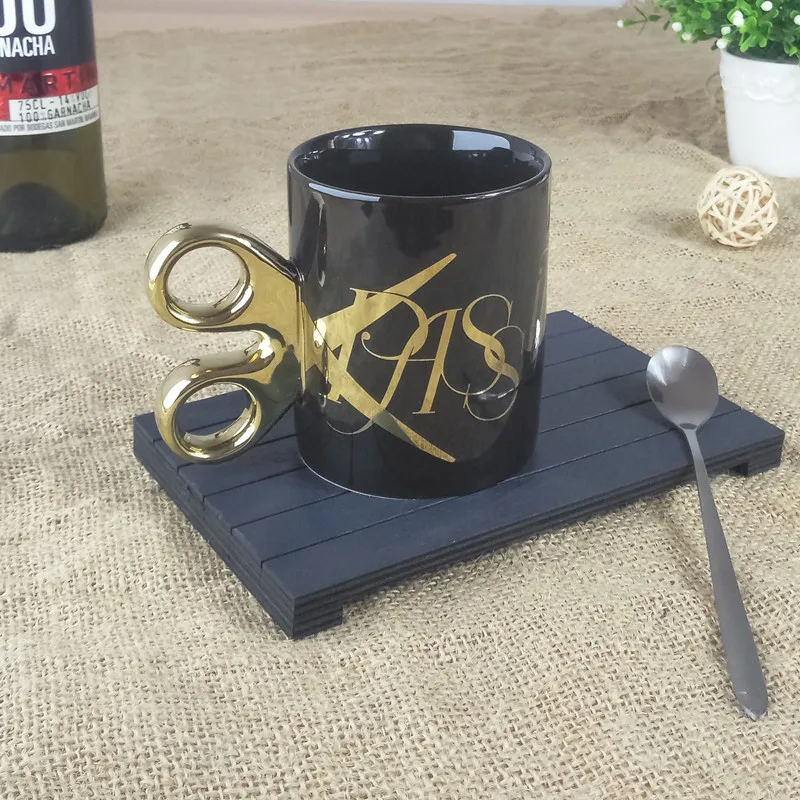 1 шт. керамическая кружка с золотистой ручкой 6DZ258|ceramic cup|coffee cupscissors mug |