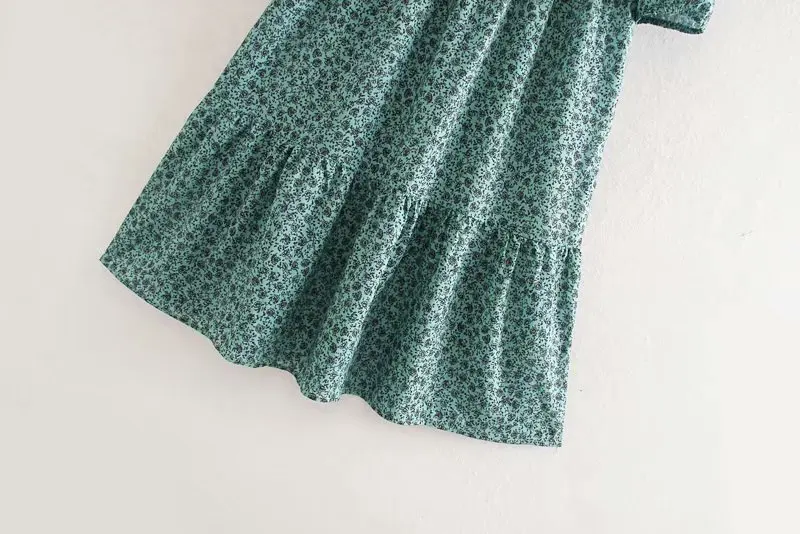 Женское элегантное платье миди с круглым вырезом и цветочным принтом