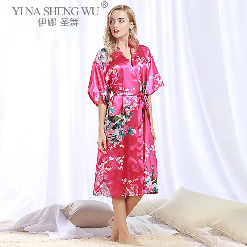 Women Robes for Brides Wedding Robe Sleepwear Pijama Casual Bathrobe Animal Rayon Long Nightgown Japanese Kimono Home Wear | Тематическая